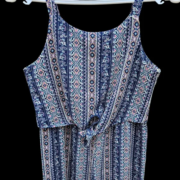 Knit Works Blue Patterned Sleeveless Jumpsuit Girls Size 14 - Picture 5 of 14